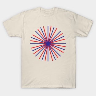Red and Blue Circle Strips Abstract Art T-Shirt